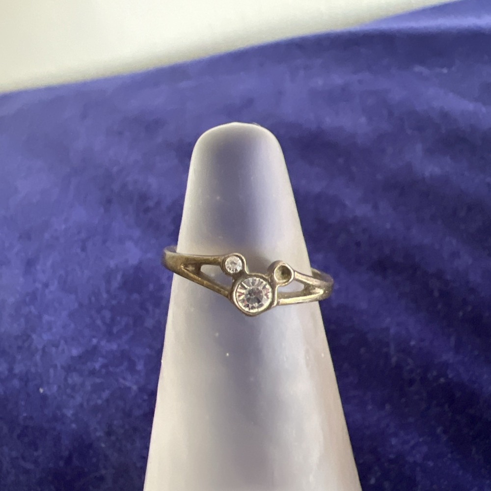 Disney Mickey Mouse Ring 925 Sterling Silver‎ Faceted Cubic Zirconia CZ Size 7